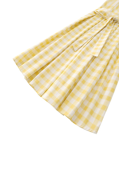 Amanda Yellow Gingham Swing Dress