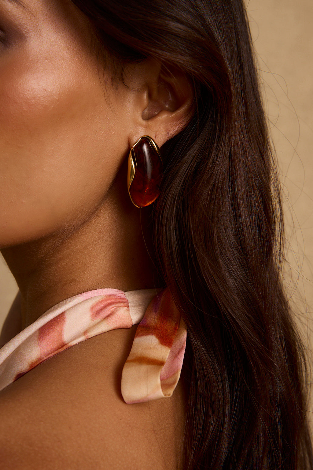 Veda Amber Stone Earrings