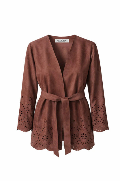 Valentina Floral Detail Jacket Brown