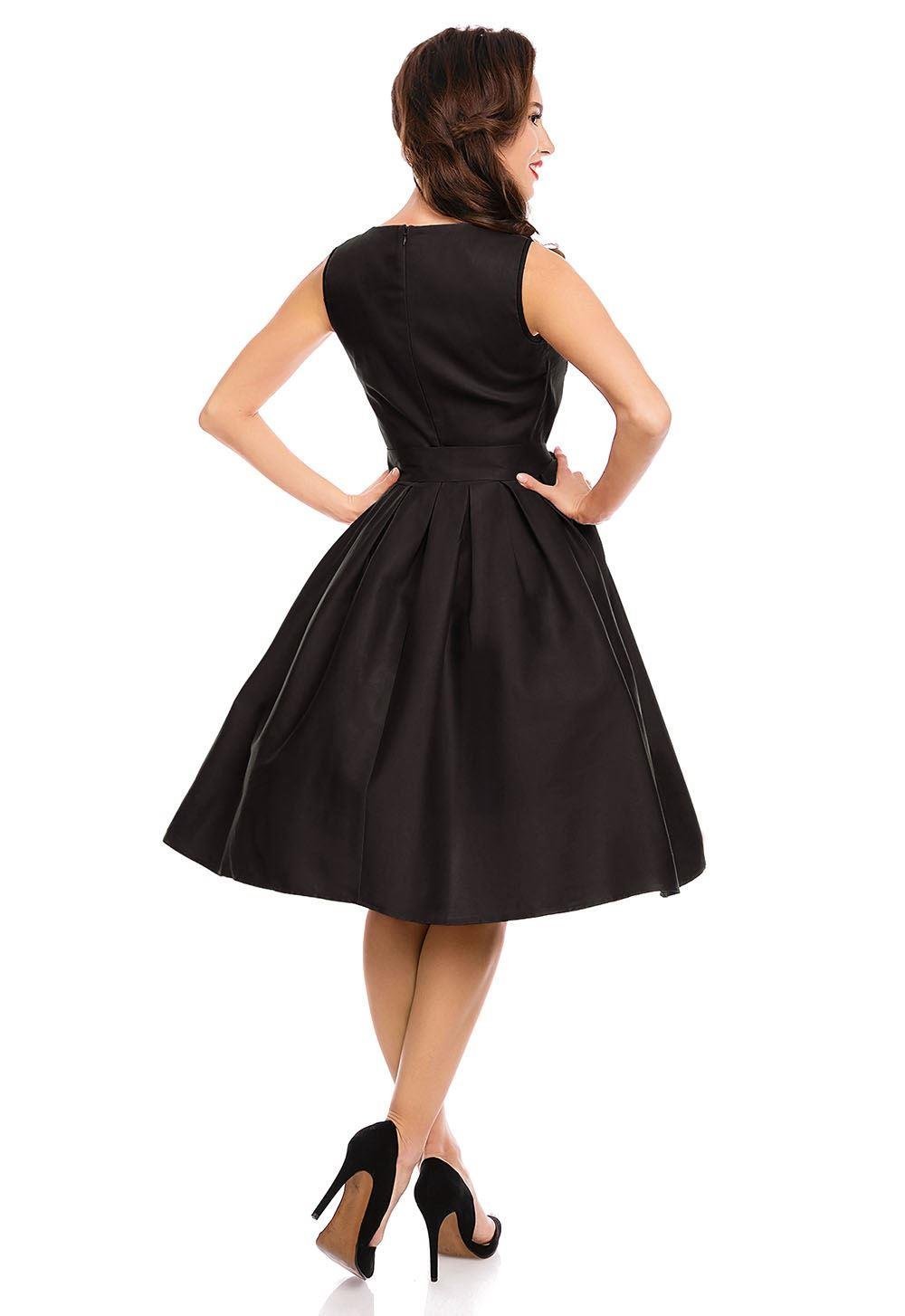 Elizabeth Vintage Style Mesh Party Dress in Black