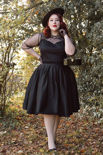 Elizabeth Vintage Style Mesh Party Dress in Black