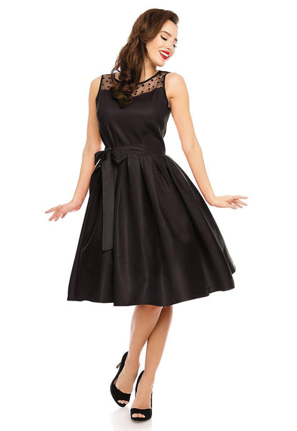 Elizabeth Vintage Style Mesh Party Dress in Black