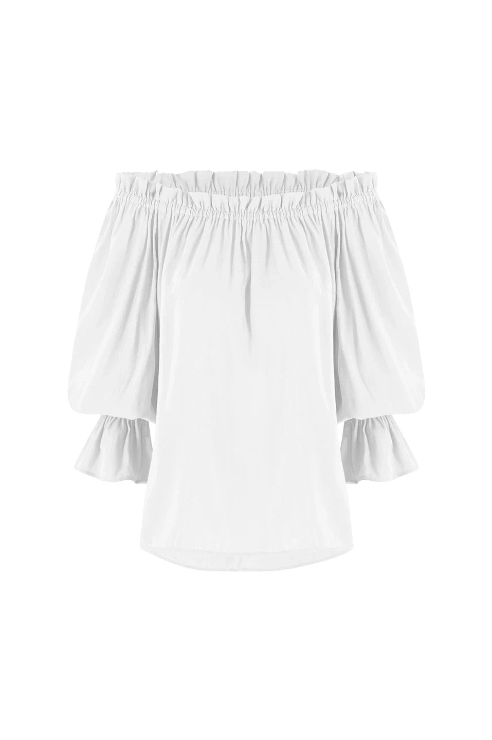 Vittoria Frill Trim Off Shoulder Long Sleeve Top Ivory