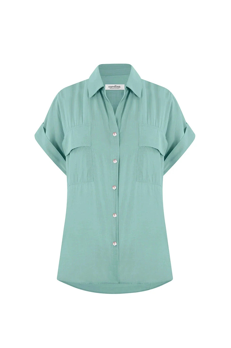 Vittoria Short Sleeve Collared V-Neck Shirt Teal