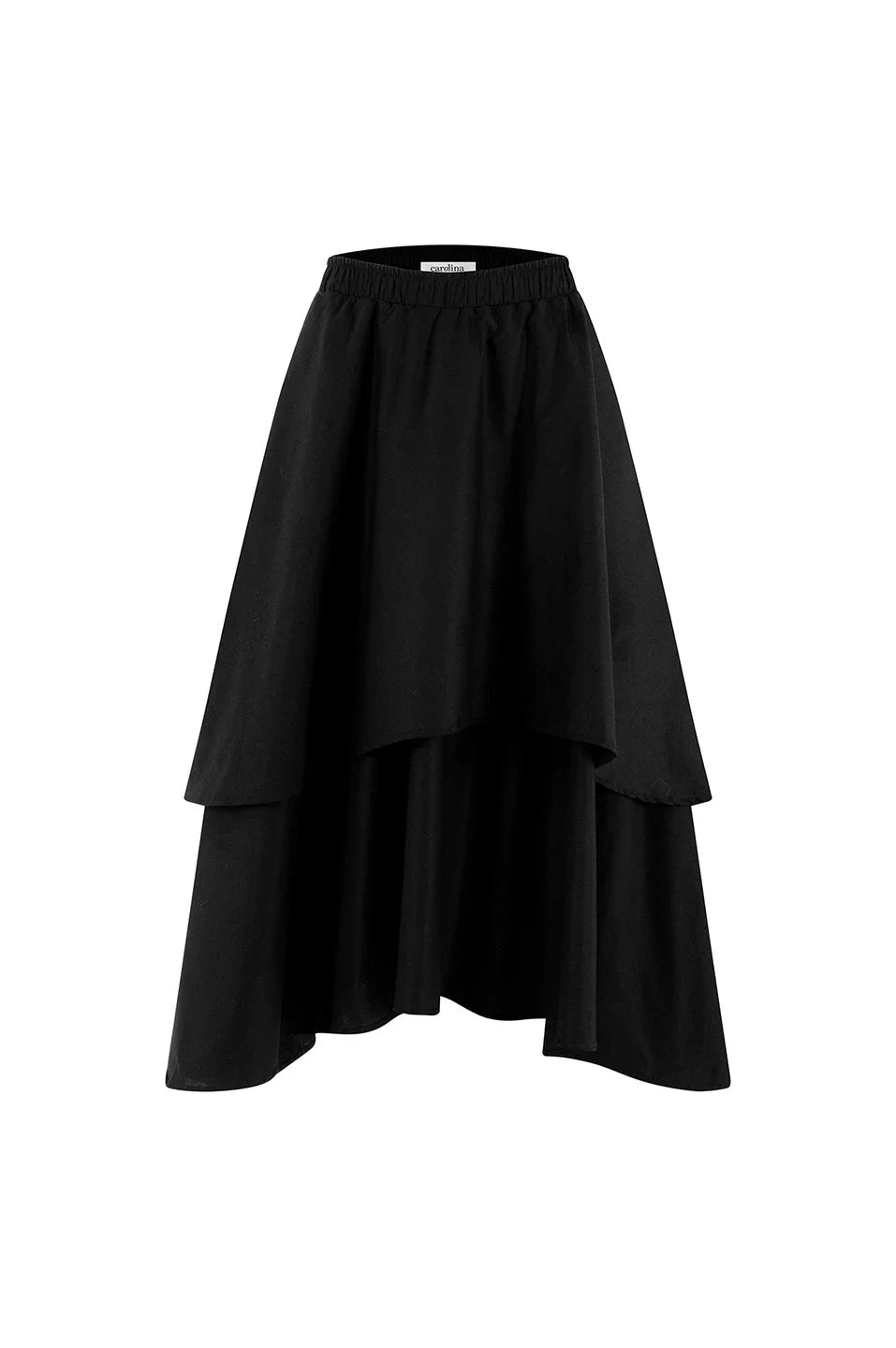 Vivian Flared Tiered Midi Skirt Black