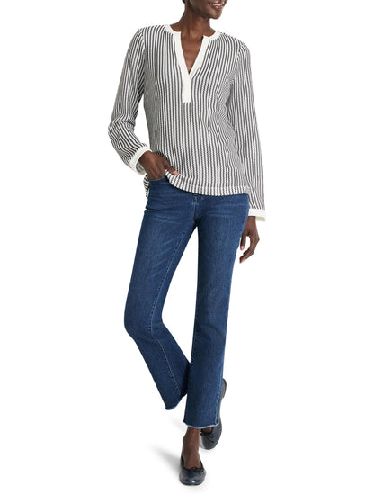 Zig Zag Split Neck Top
