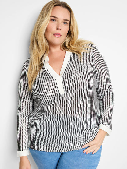 Zig Zag Split Neck Top