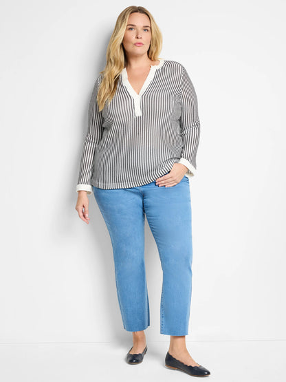 Zig Zag Split Neck Top