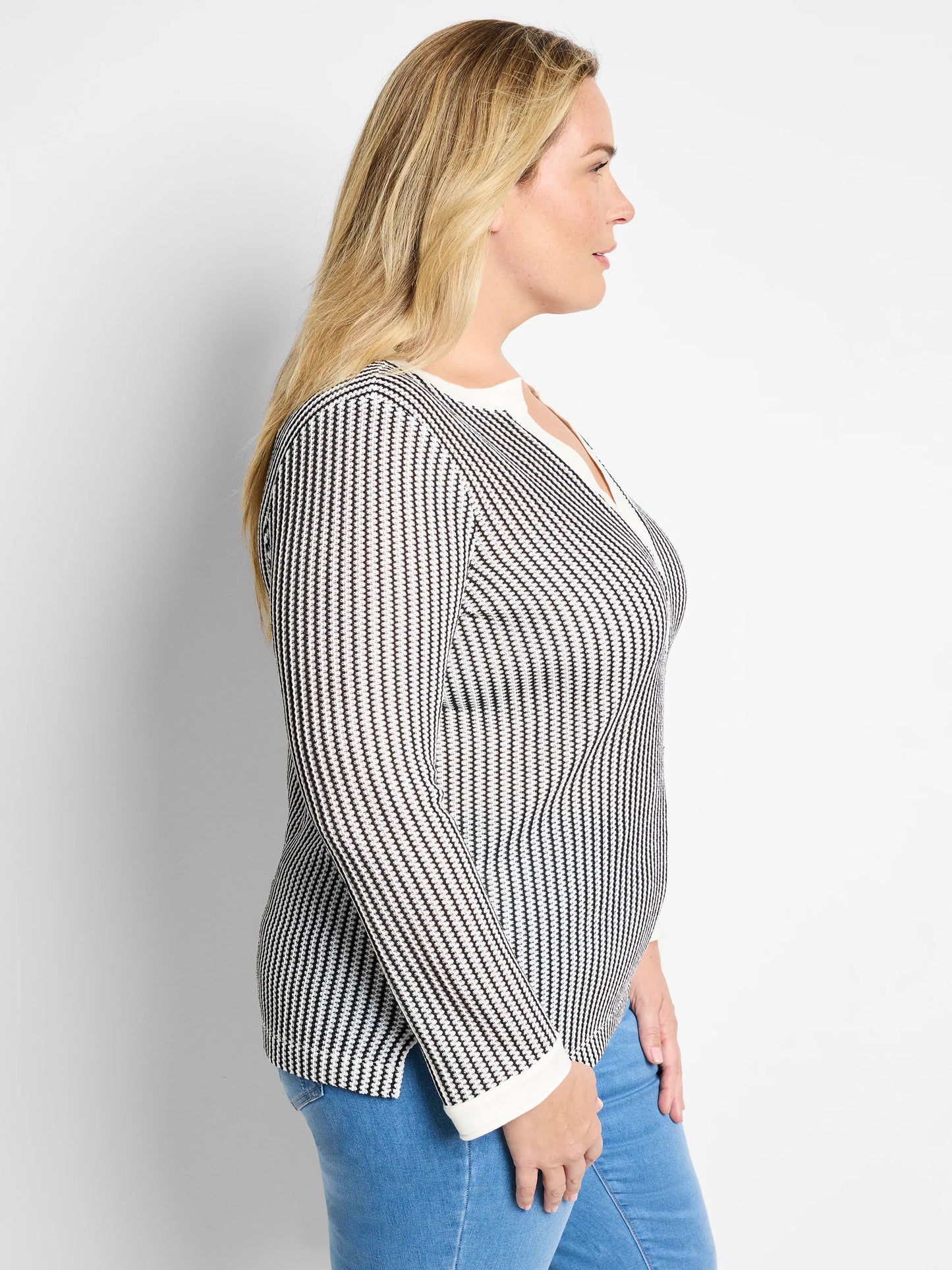 Zig Zag Split Neck Top