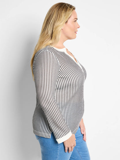Zig Zag Split Neck Top
