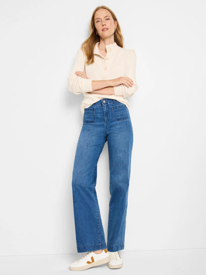 High Rise Wide Leg Pocket Jeans