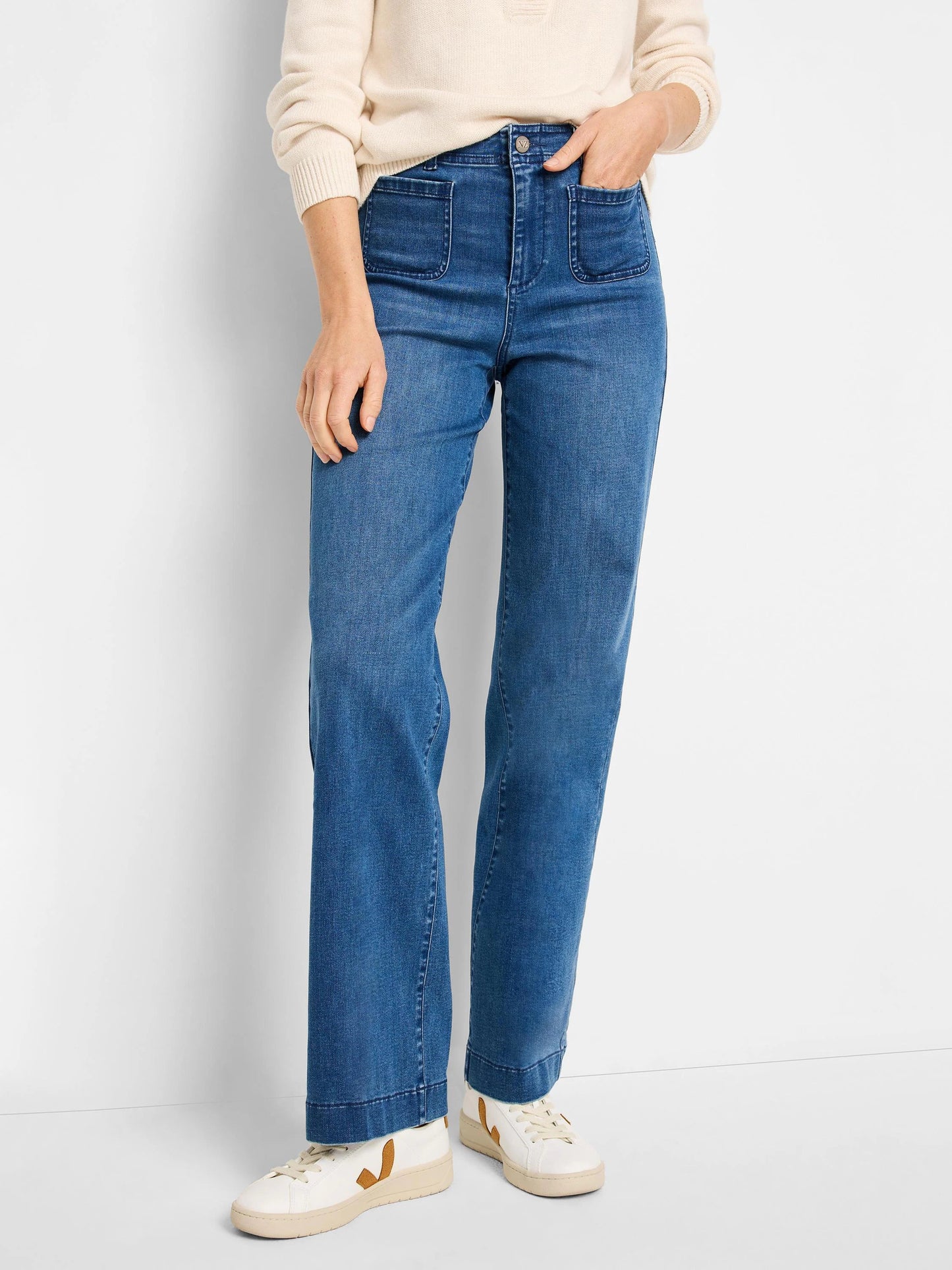 High Rise Wide Leg Pocket Jeans