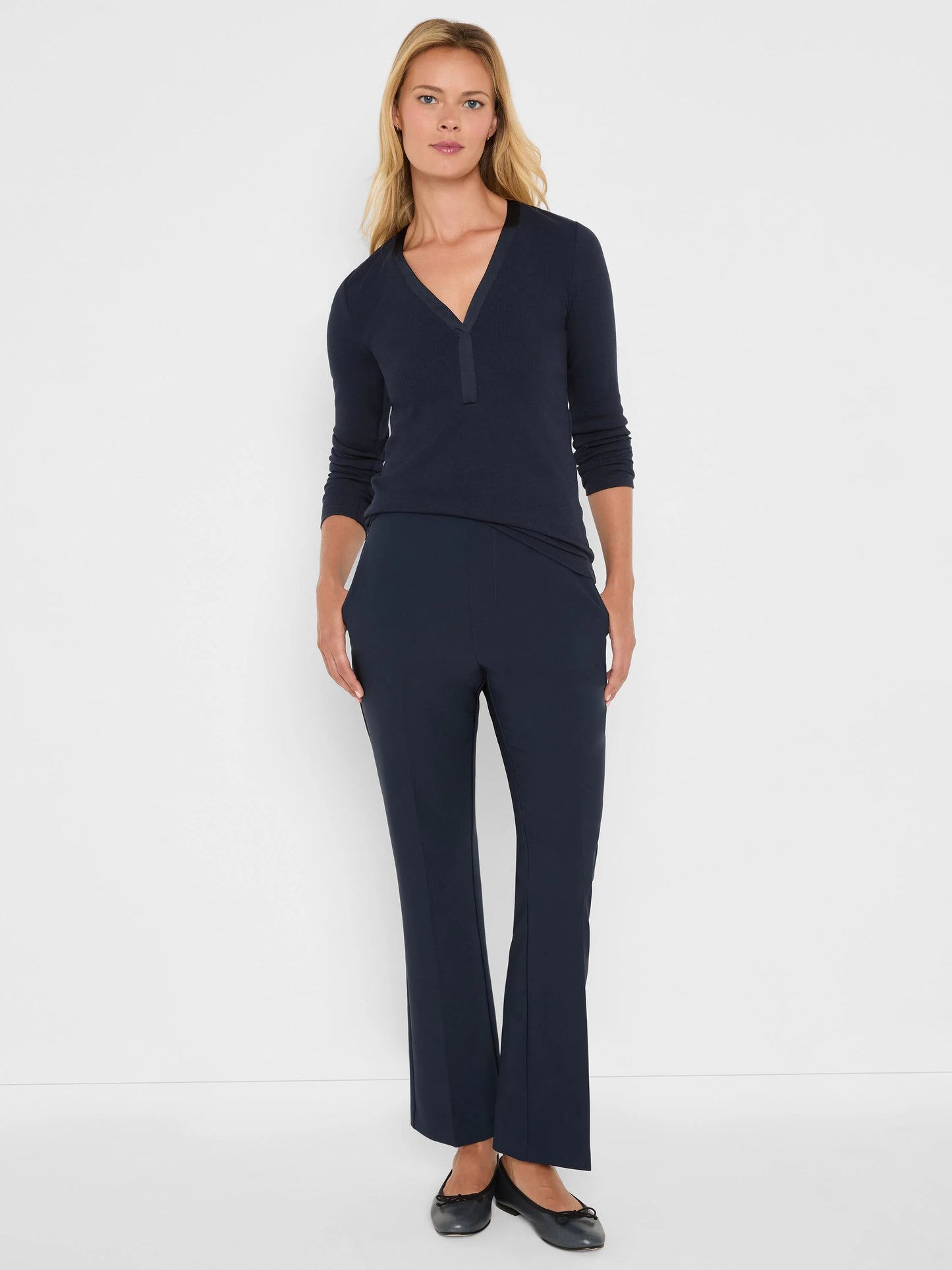 Trimmed Perfect Knit Rib V-Neck Top