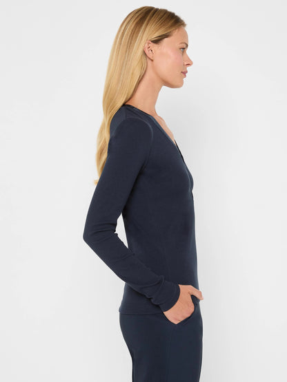 Trimmed Perfect Knit Rib V-Neck Top