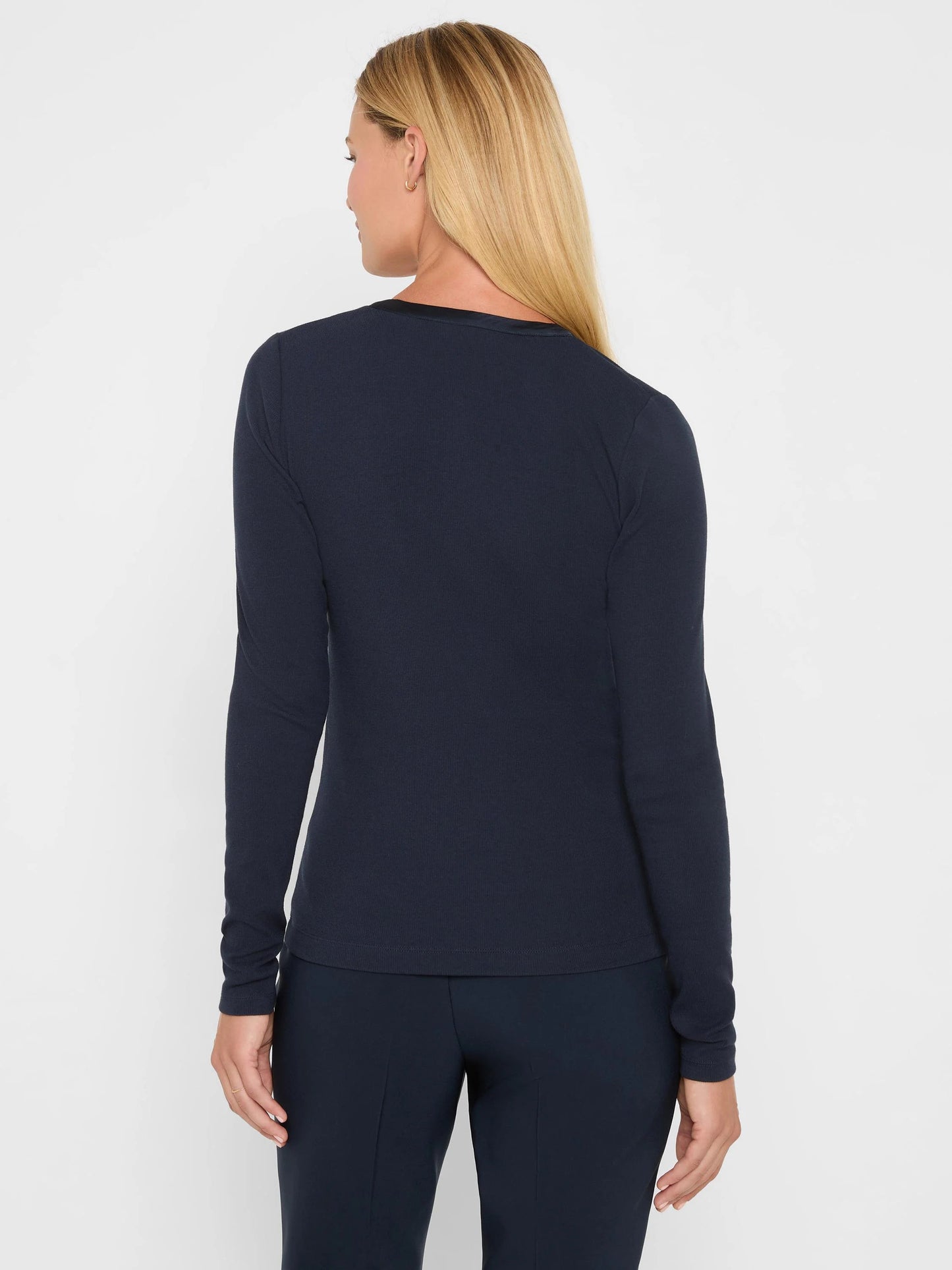 Trimmed Perfect Knit Rib V-Neck Top