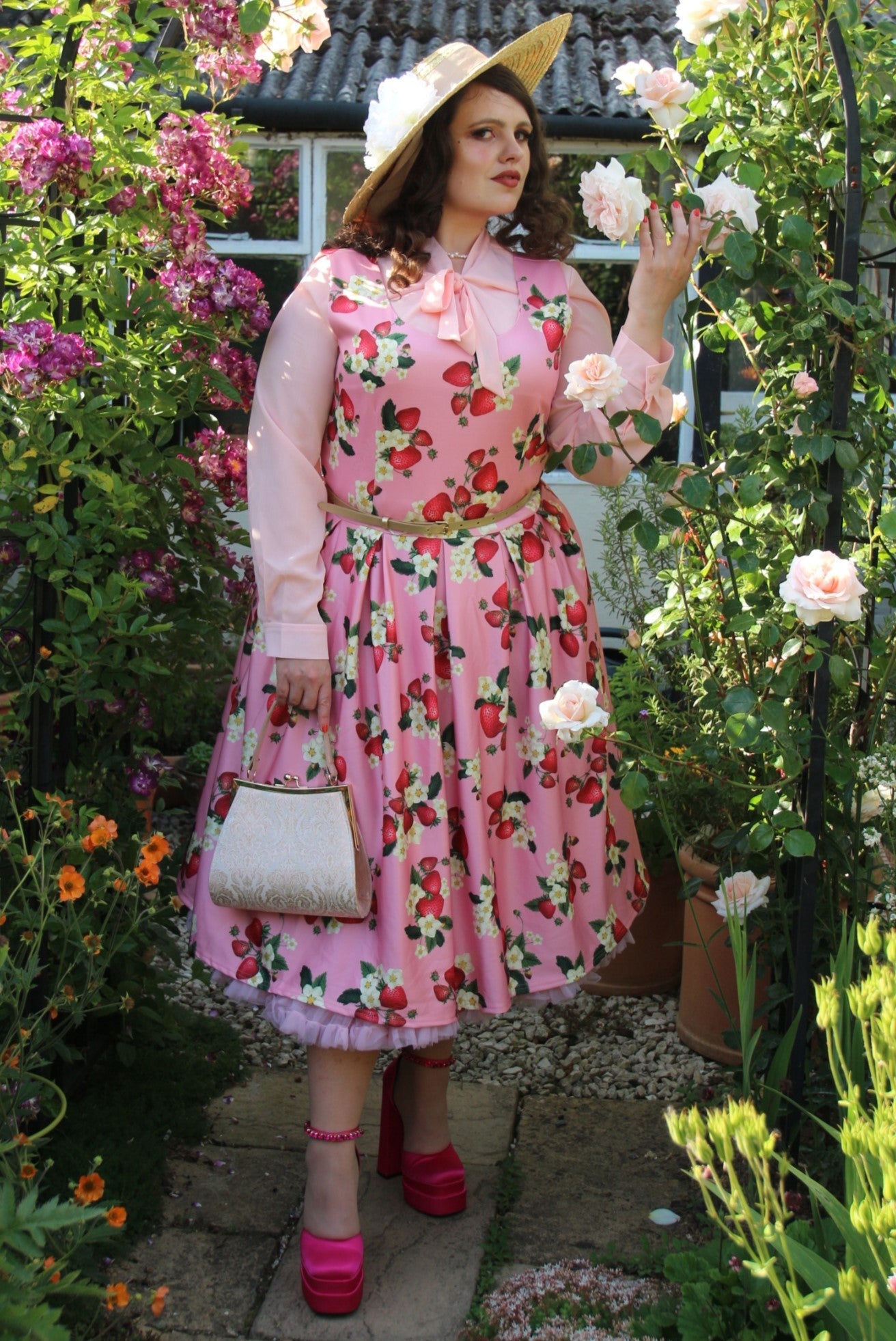 Amanda Pink Strawberry Dress