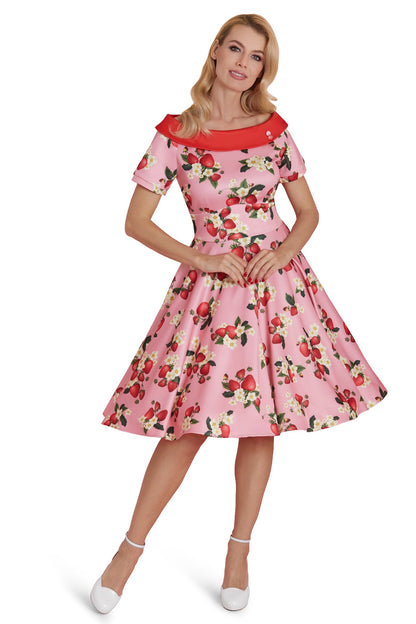 Darlene Pink Strawberry Flared Dress