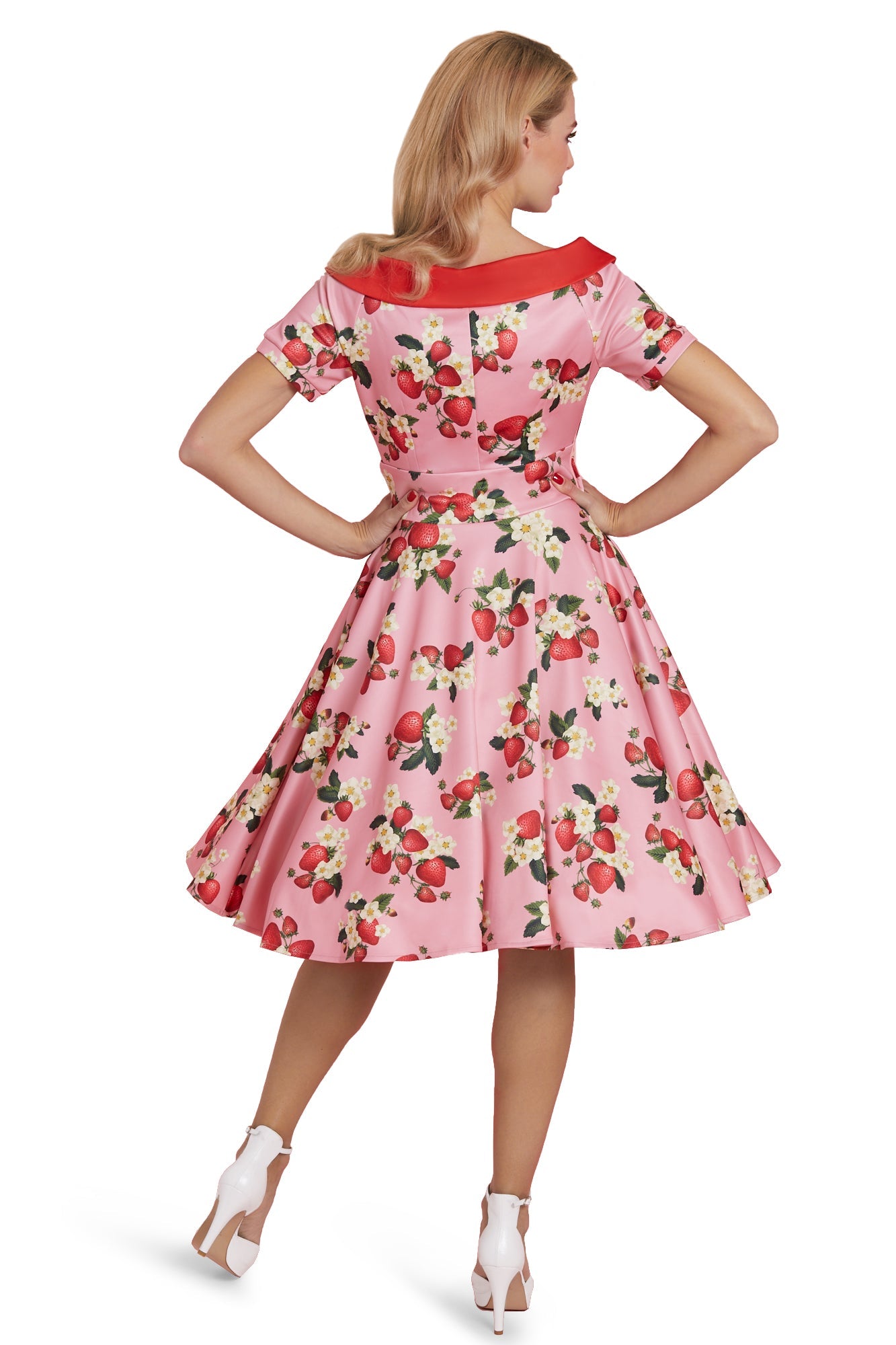 Darlene Pink Strawberry Flared Dress