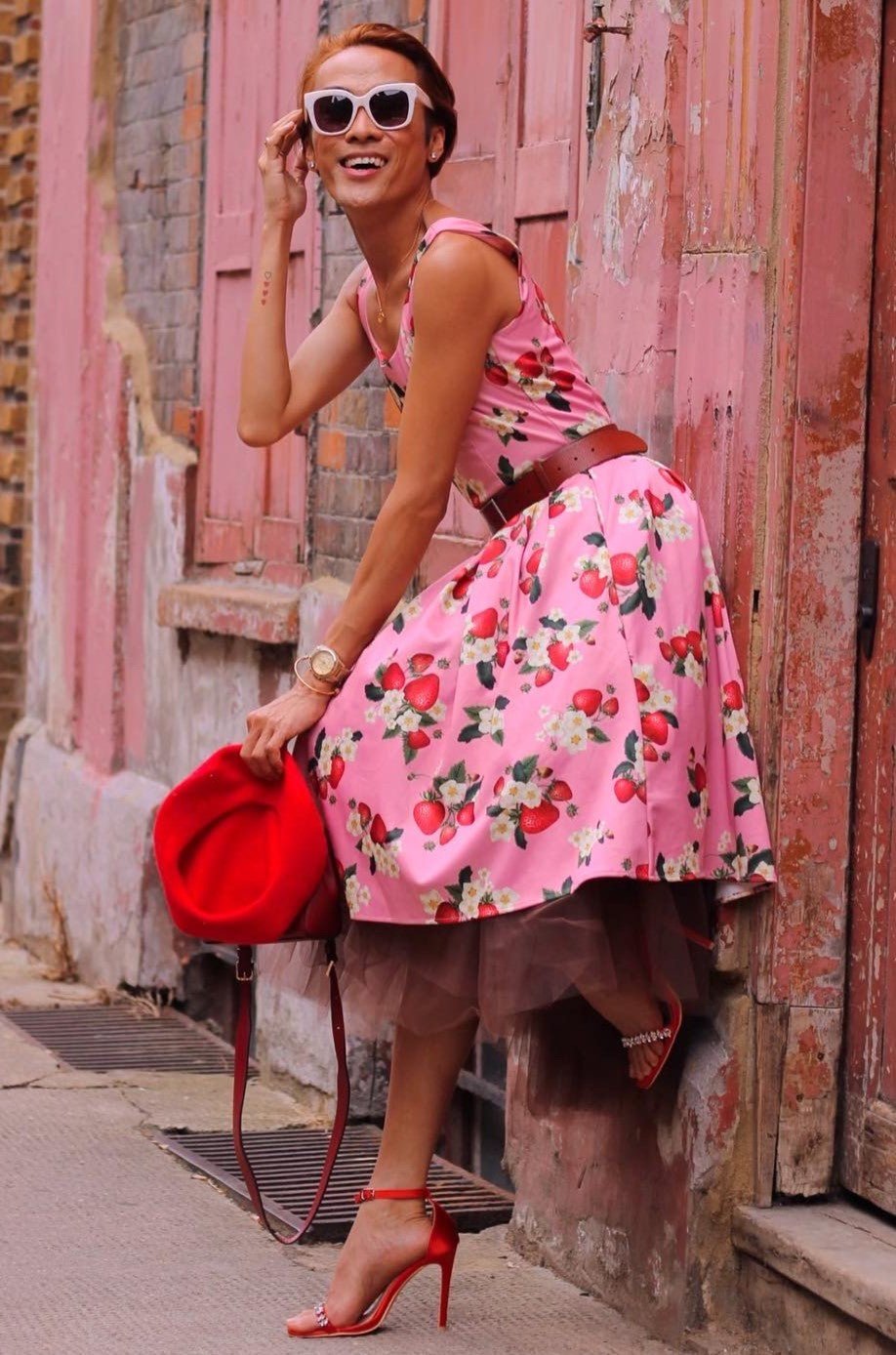 Amanda Pink Strawberry Dress