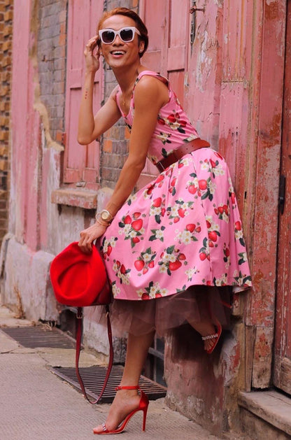 Amanda Pink Strawberry Dress