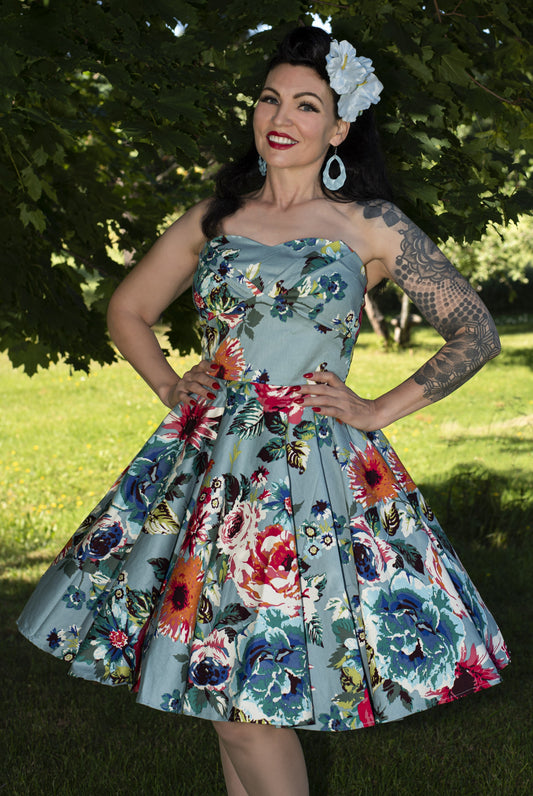 Melissa Retro Blue Floral Dress