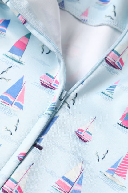 Melissa Light Blue Nautical Sailboat Strapless Dress