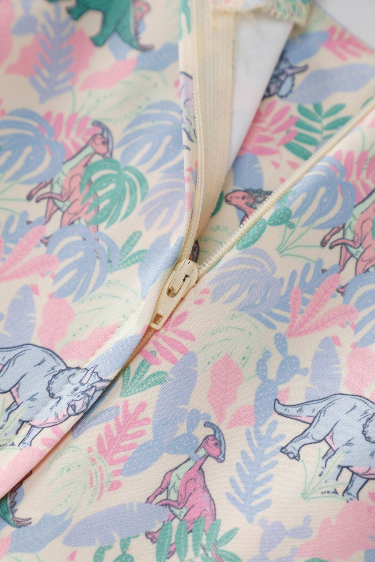 Amanda Pastel Dinosaur Flared Dress