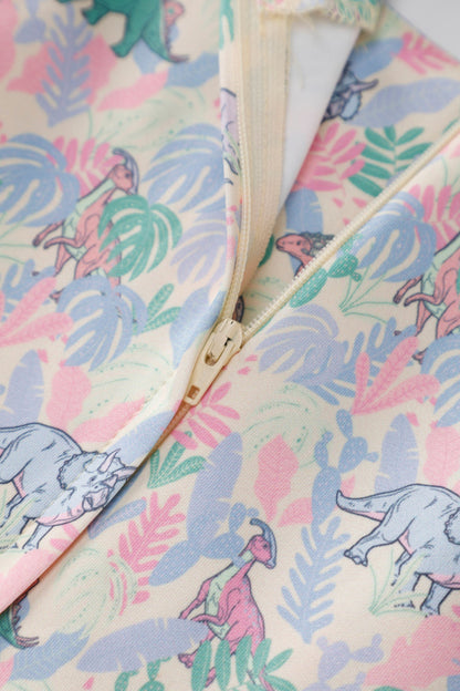 Amanda Pastel Dinosaur Flared Dress