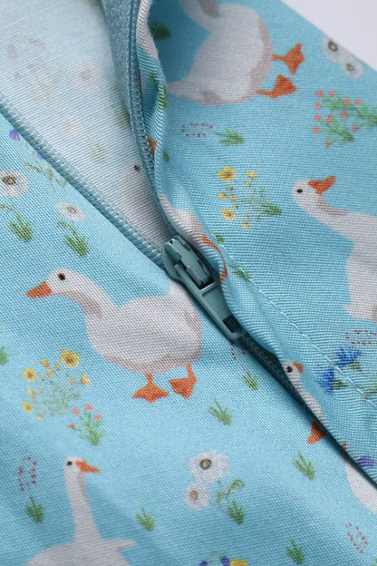 Penelope Duck Farm Shirt Dress In Light Blue