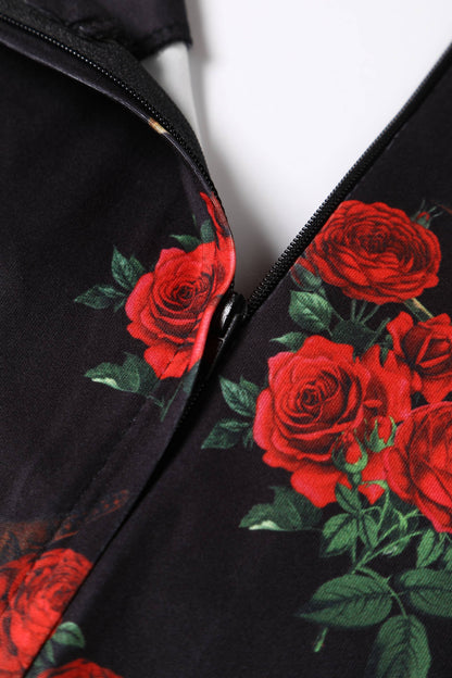 Billie Red Rose & Bird Long Sleeved Dress