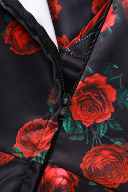 Grace Black Rose Pleated Bust Dress