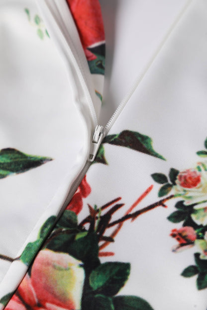 Lily Off Shoulder Rose Swing Dress In White