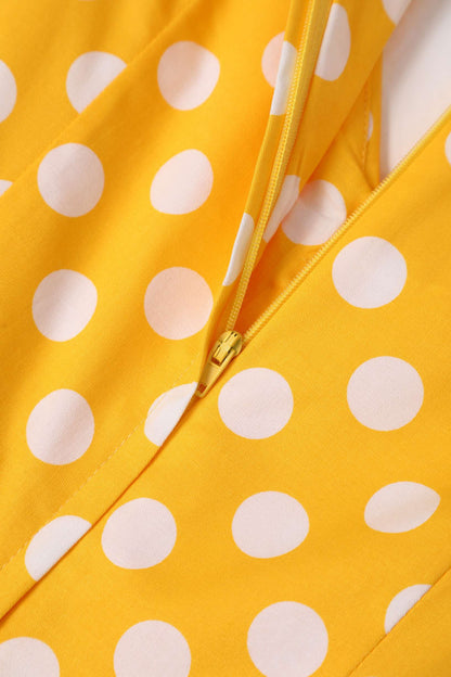 Lily Yellow Polka Dot Off Shoulder Dress