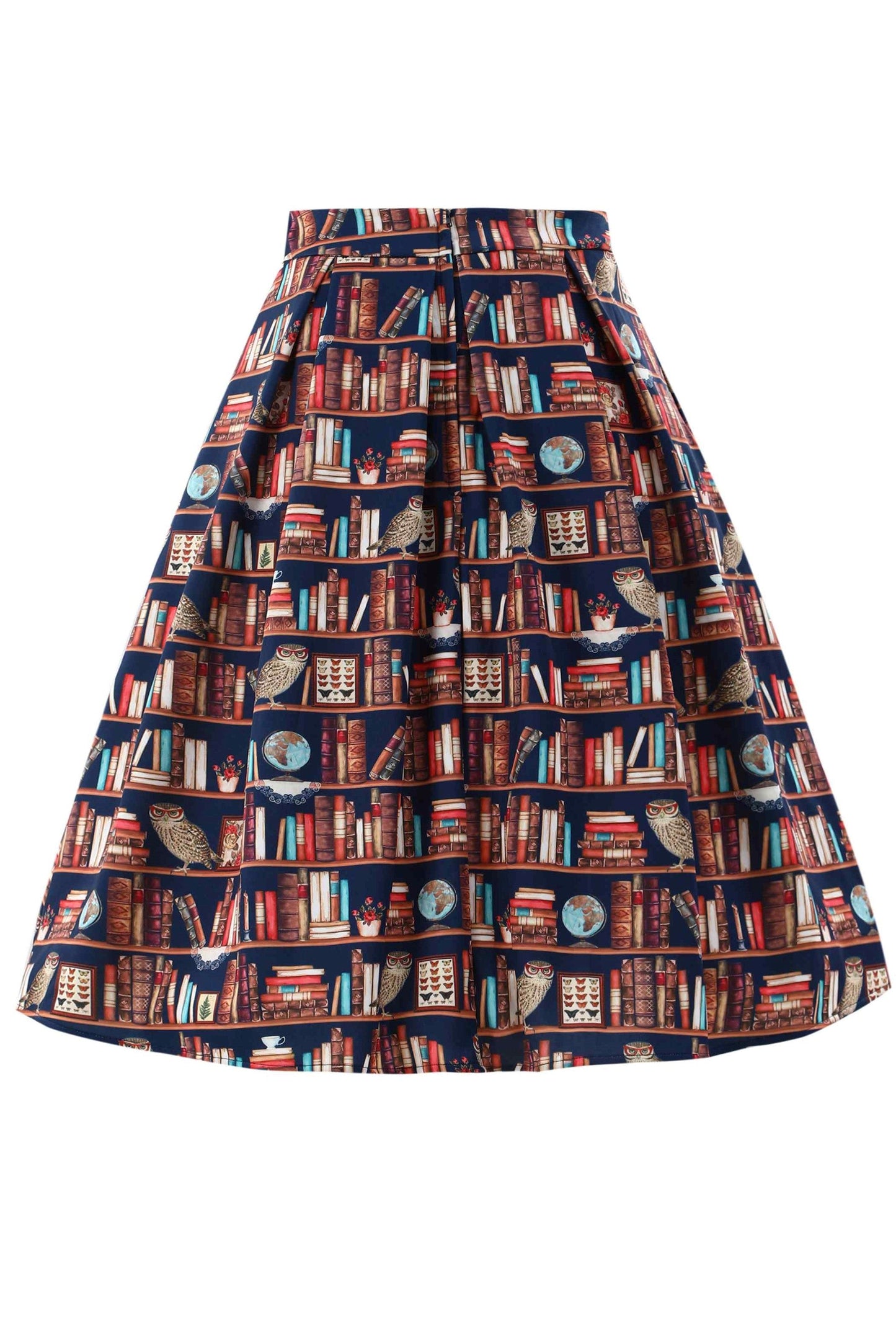 Aisley Book & Owl Pleated Midi Skirt