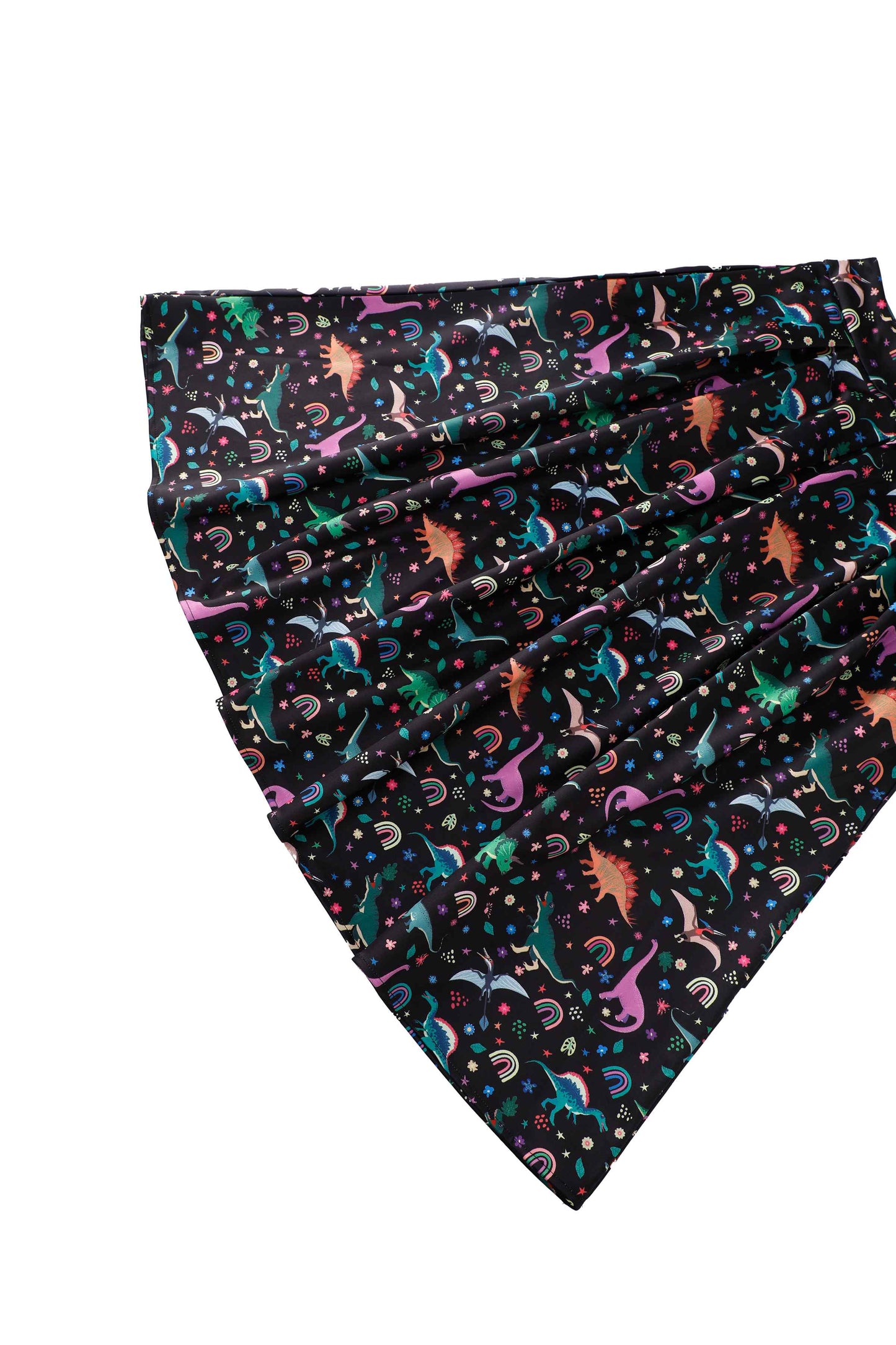 Aisley Dinosaur Pleated Midi Skirt In Black