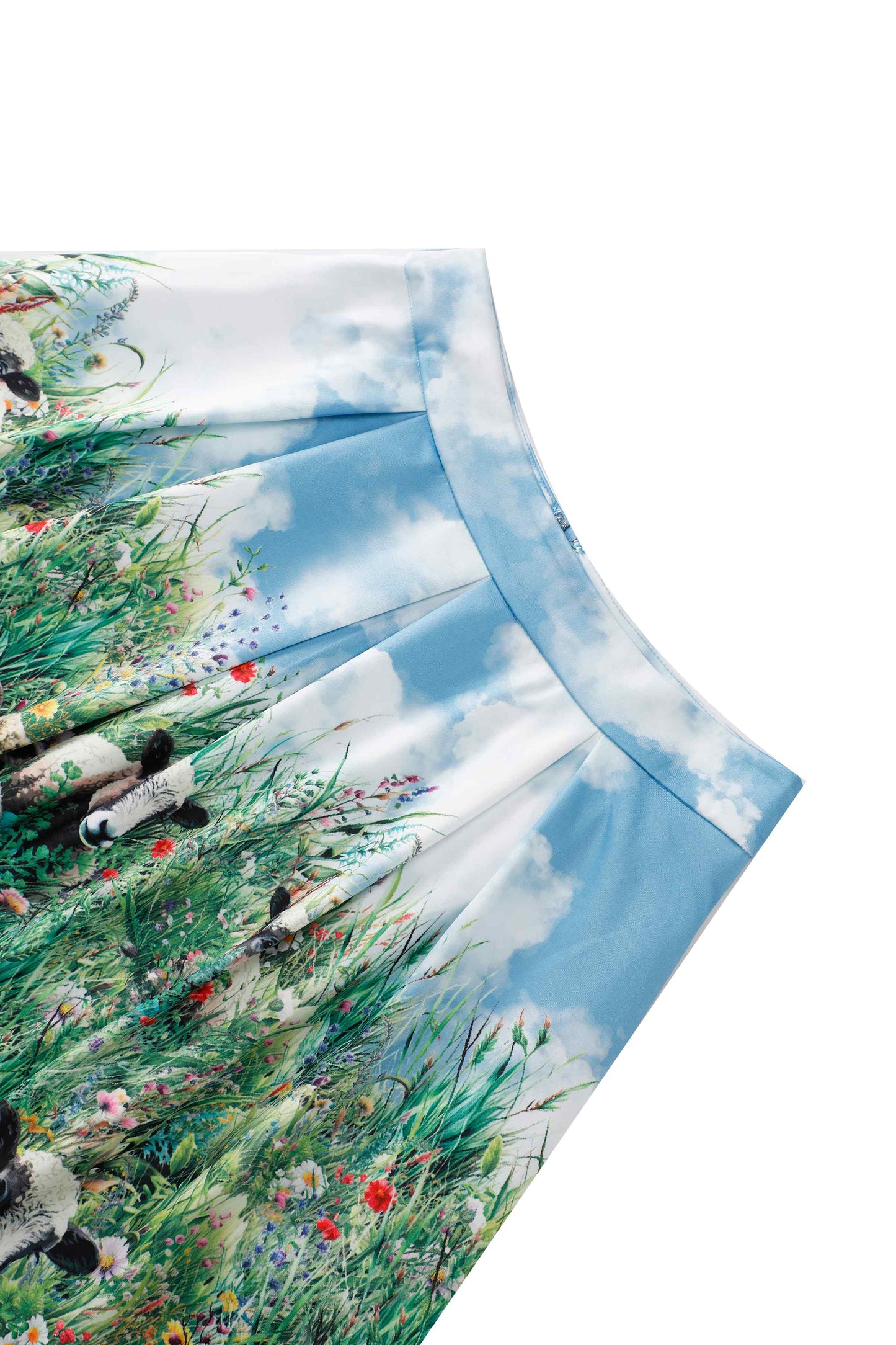 Aisley Sheep Field Pleated Midi Skirt