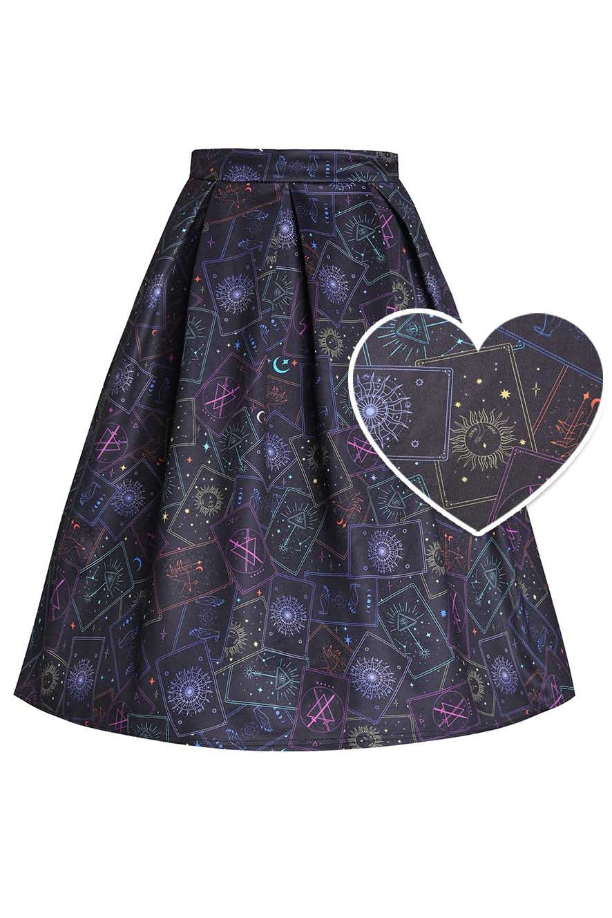 Aisley Tarot Card Black Midi Skirt