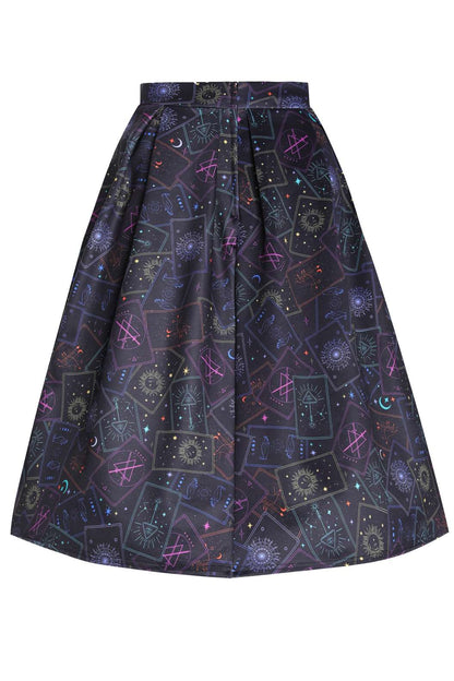 Aisley Tarot Card Black Midi Skirt