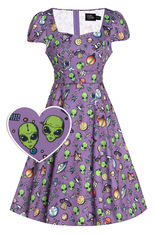 Claudia Purple Alien & UFO Space Dress