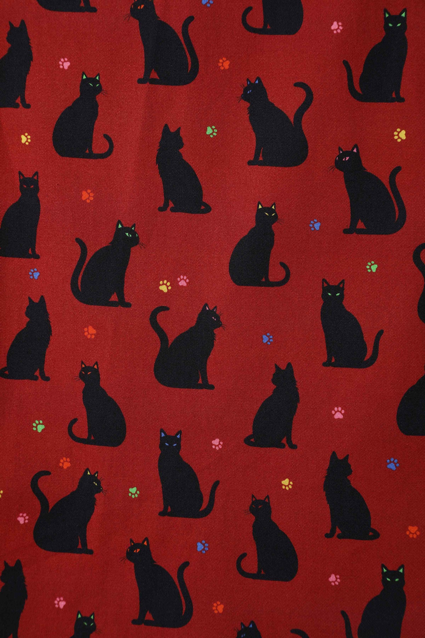 Amanda Black Cat Swing Dress In Burgundy