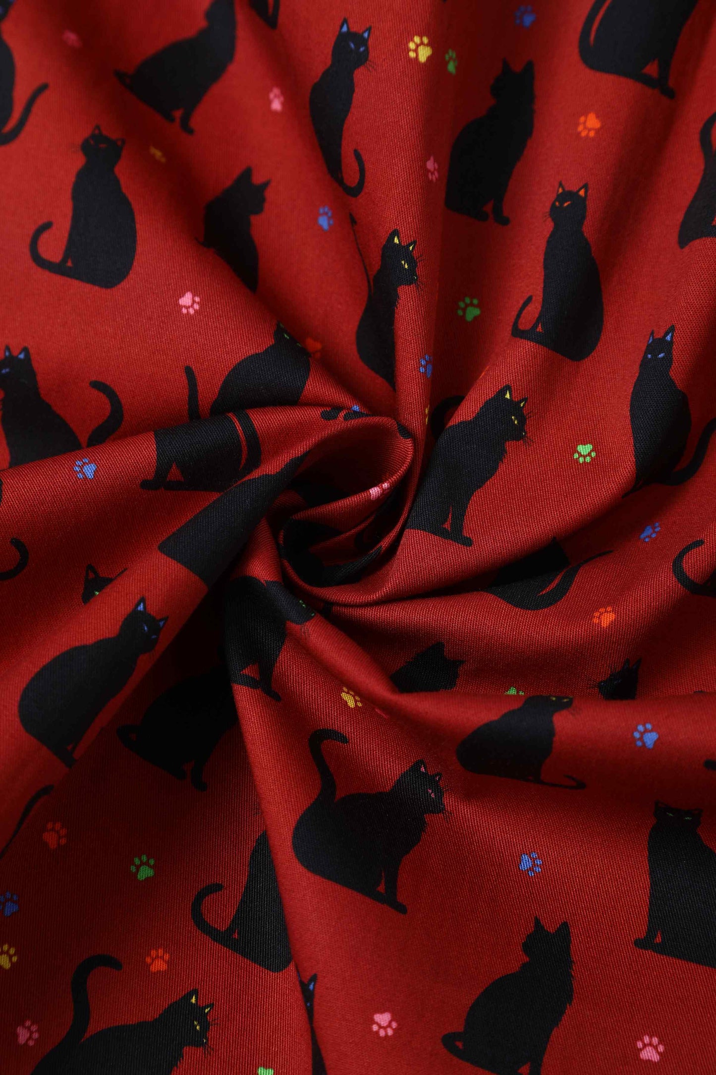 Amanda Black Cat Swing Dress In Burgundy
