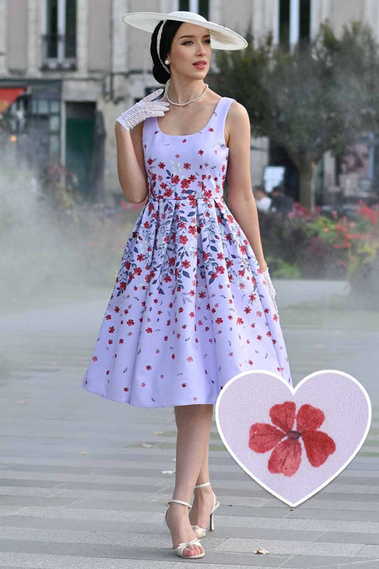 Amanda Lilac Falling Flower Swing Dress