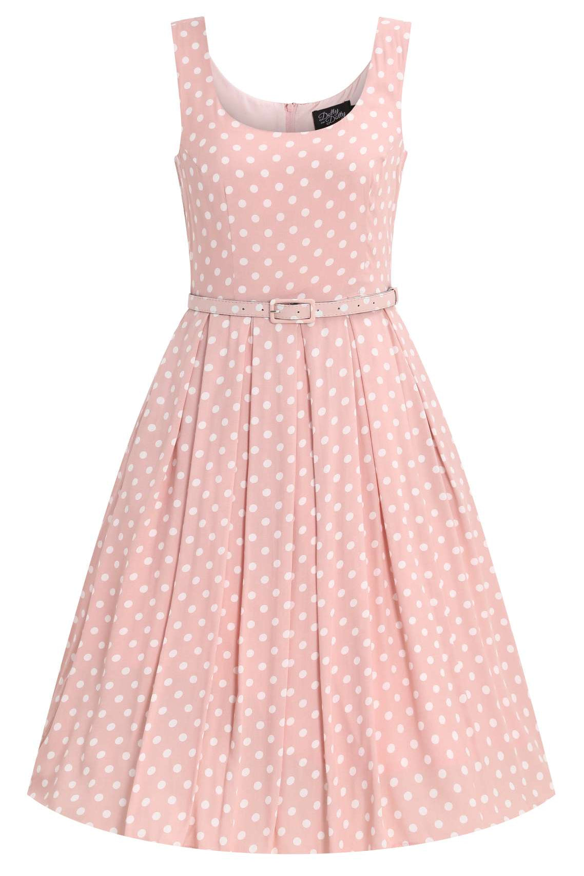 Amanda Polka Dot Flared Dress In Pink