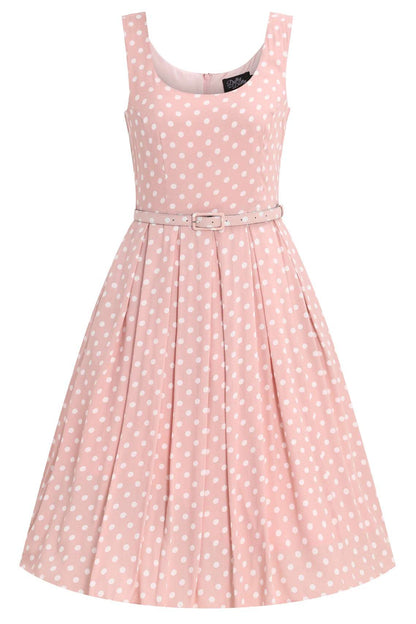 Amanda Polka Dot Flared Dress In Pink