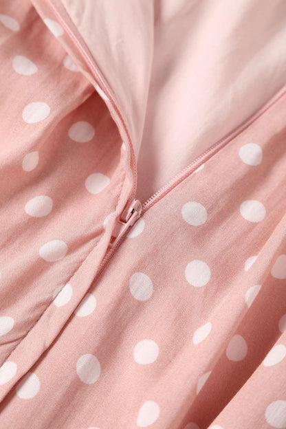 Amanda Polka Dot Flared Dress In Pink