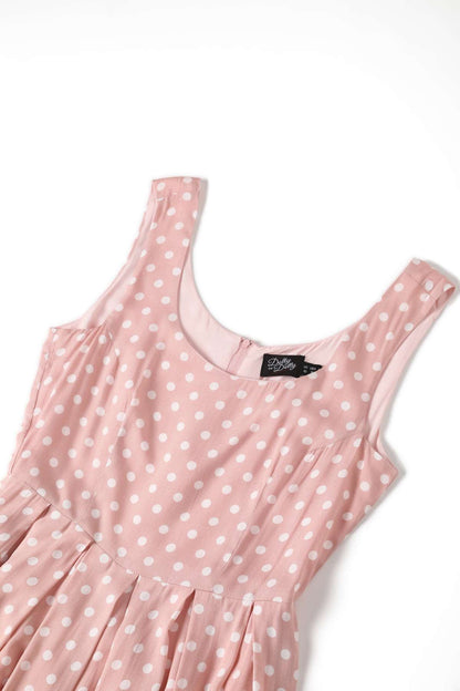 Amanda Polka Dot Flared Dress In Pink