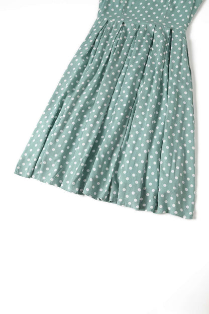 Amanda Polka Dot Flared Dress In Smoke Green
