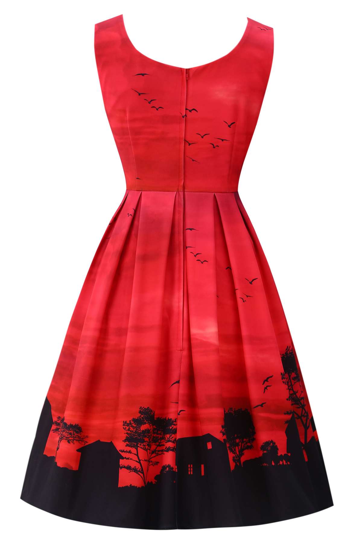 Amanda Red Sunset Flared Dress