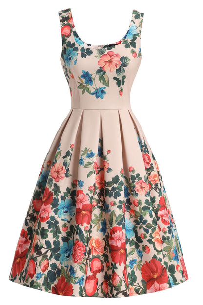 Amanda Victorian Floral Dress In Beige
