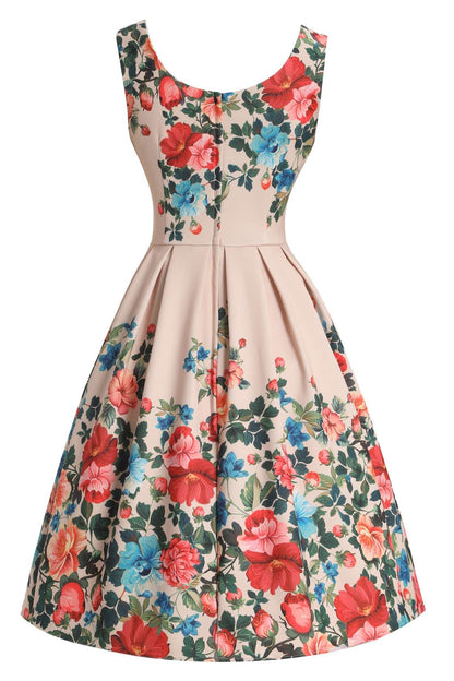 Amanda Victorian Floral Dress In Beige
